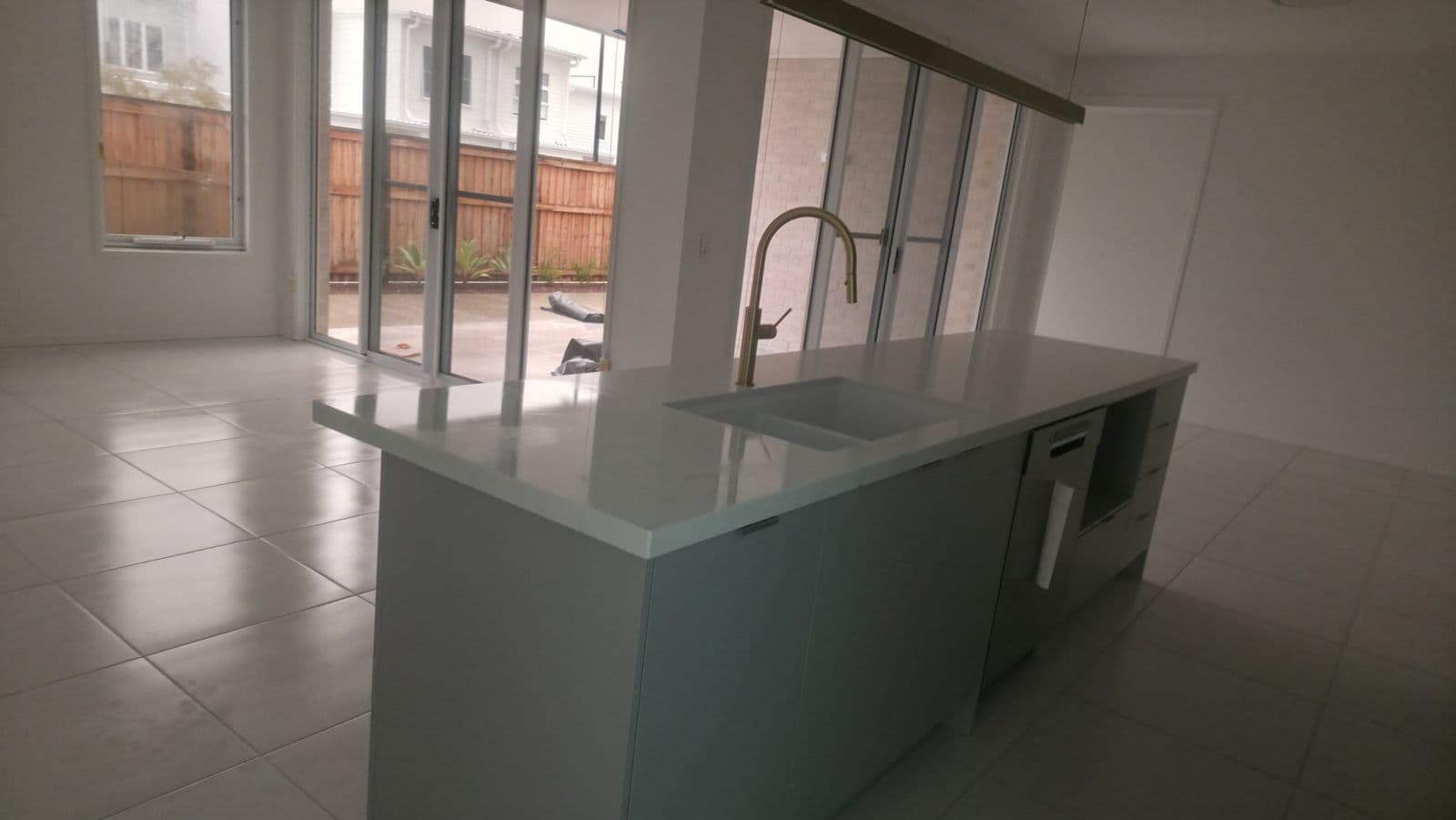 Kitchen &amp; open-plan living — new build handover, Sunshine Coast · Bleach Me Clean